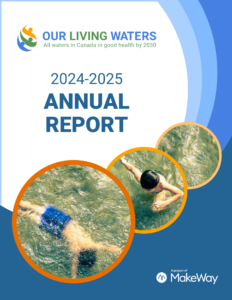 Title page of the Our Living Waters Network Annual Report 2024-25 | Page titre en anglais du rapport annuel du réseau Nos eaux vitales